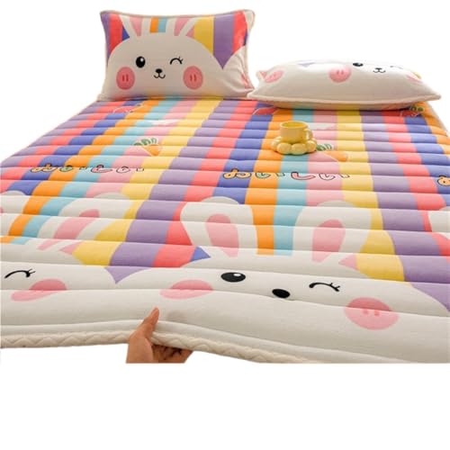 ZGCrumphant 1 stück Faltbare Plüsch Tatami Boden Bett Matte Bettlaken Winter Milch Flanell Warme Weiche Matratzenauflagen Hause Schlafsaal Etagen Bettdecke für Tatami(Bunny,120x200cm-1pc) von ZGCrumphant