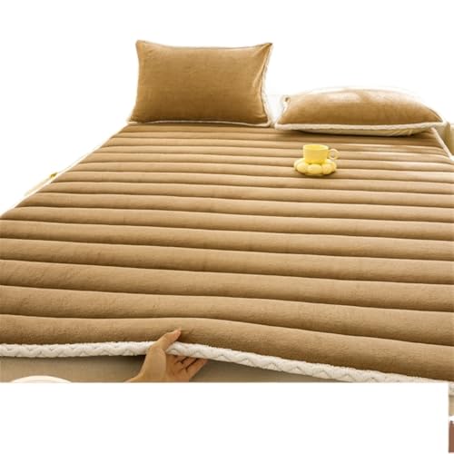 ZGCrumphant 1 stück Faltbare Plüsch Tatami Boden Bett Matte Bettlaken Winter Milch Flanell Warme Weiche Matratzenauflagen Hause Schlafsaal Etagen Bettdecke für Tatami(Khaki,150x200cm-1pc) von ZGCrumphant