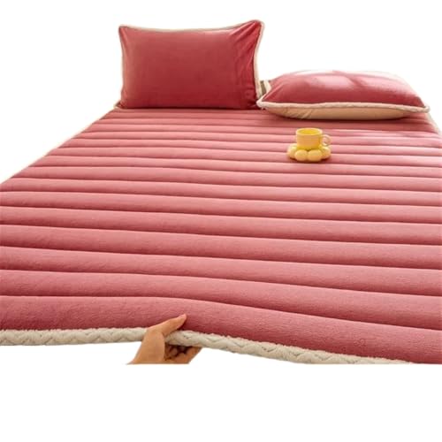 ZGCrumphant 1 stück Faltbare Plüsch Tatami Boden Bett Matte Bettlaken Winter Milch Flanell Warme Weiche Matratzenauflagen Hause Schlafsaal Etagen Bettdecke für Tatami(Red,150x200cm-1pc) von ZGCrumphant
