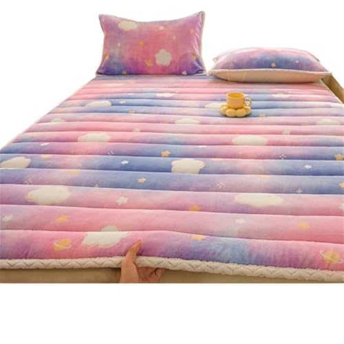 ZGCrumphant 1 stück Faltbare Plüsch Tatami Boden Bett Matte Bettlaken Winter Milch Flanell Warme Weiche Matratzenauflagen Hause Schlafsaal Etagen Bettdecke für Tatami(Star,150x200cm-1pc) von ZGCrumphant