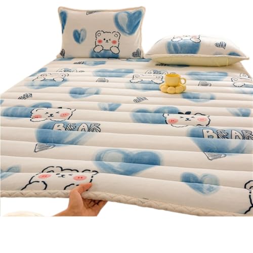 ZGCrumphant 1 stück Faltbare Plüsch Tatami Boden Bett Matte Bettlaken Winter Milch Flanell Warme Weiche Matratzenauflagen Hause Schlafsaal Etagen Bettdecke für Tatami(White Blue,180x200cm-1pc) von ZGCrumphant