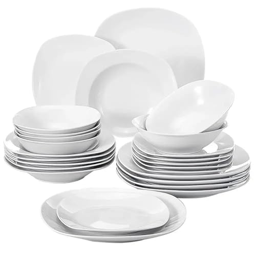 ZGCrumphant 24-teiliges Keramik-Porzellan-Tellerset, Geschirrset mit 4 Speisetellern/Müslischalen/Suppen-/Dessert-Geschirrset von ZGCrumphant
