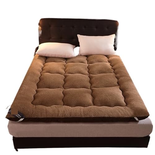ZGCrumphant Doppelseitig nutzbare Matratze 1,8 m Bett Schlafsaal Einzel Doppel Tatami Matte Dicker Warmer Winter Futon für Tatami(Brown,180x220cm) von ZGCrumphant