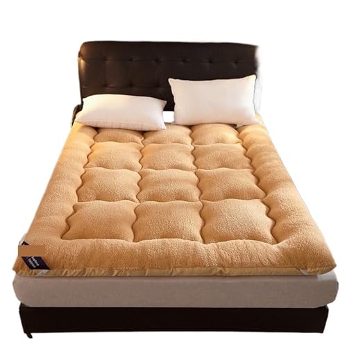 ZGCrumphant Doppelseitig nutzbare Matratze 1,8 m Bett Schlafsaal Einzel Doppel Tatami Matte Dicker Warmer Winter Futon für Tatami(Yellow,180x200cm) von ZGCrumphant
