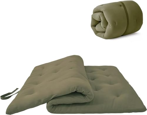 ZGCrumphant Futon-Matratze, Bodenmatratzenauflage, Faltbare Tatami-Matte, tragbare Schlafsaal-Isomatte, Aufrollbares Bodenliegebett für Tatami(Dark Green,Queen) von ZGCrumphant