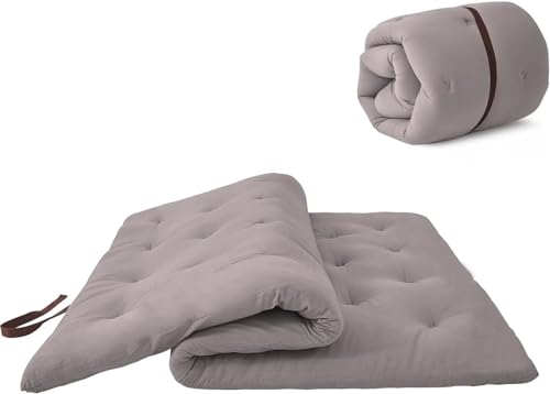 ZGCrumphant Futon-Matratze, Bodenmatratzenauflage, Faltbare Tatami-Matte, tragbare Schlafsaal-Isomatte, Aufrollbares Bodenliegebett für Tatami(Grey,Queen) von ZGCrumphant