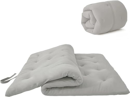 ZGCrumphant Futon-Matratze, Bodenmatratzenauflage, Faltbare Tatami-Matte, tragbare Schlafsaal-Isomatte, Aufrollbares Bodenliegebett für Tatami(Light Grey,Full) von ZGCrumphant