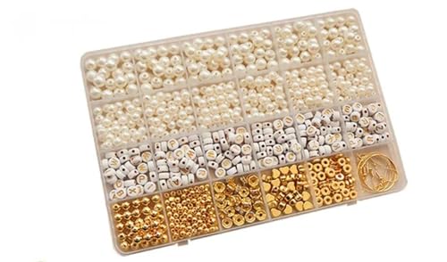 ZGCrumphant Goldene Abstandsperlen for die Herstellung von Armbändern, Verschiedene DIY-Perlen, Acryl-Alphabet-Perlen-Set for die Schmuckherstellung(Color 4) von ZGCrumphant