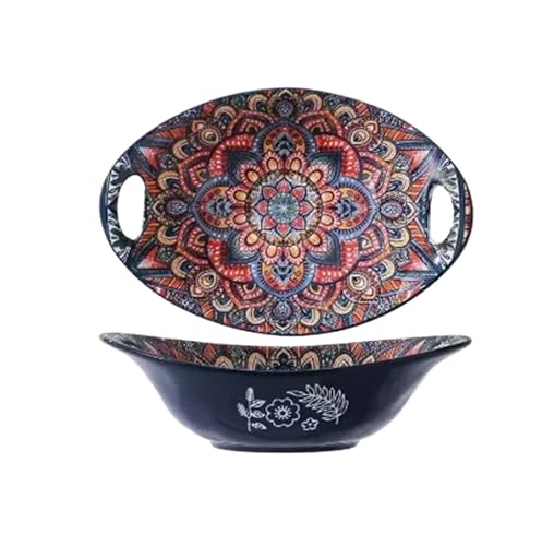 ZGCrumphant Keramik-Haushaltsgeschirr mit Griffen Schüsseln Geschirr und Haushaltsgeschirr-Set(Bowl-9 inches) von ZGCrumphant