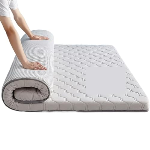 ZGCrumphant Latexmatratze Elastisches Kissen Home Faltbare weiche Bequeme Einzel-Doppel-Tatami-Bodenmatte Isomatte Memory Foam-Matratzen für Tatami(Gray 8cm,90x200cm) von ZGCrumphant