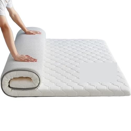 ZGCrumphant Latexmatratze Elastisches Kissen Home Faltbare weiche Bequeme Einzel-Doppel-Tatami-Bodenmatte Isomatte Memory Foam-Matratzen für Tatami(White 5cm,120x190cm) von ZGCrumphant