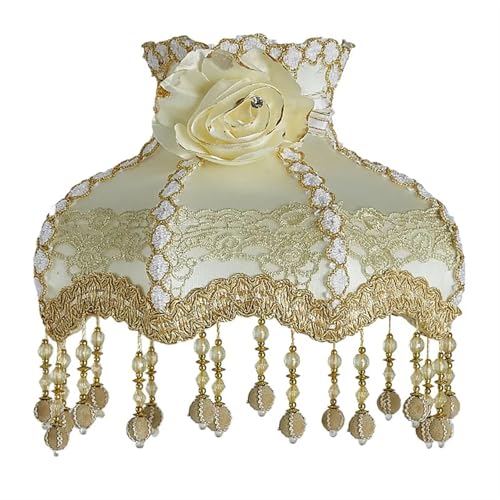 ZGCrumphant Startseite Lampenschirm Vintage Stoff Perlen Spitze Floral Wandlampe Tischlampe Stehlampe Abdeckung für Schreibtischlampe(Color8) von ZGCrumphant