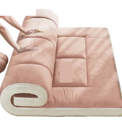 ZGCrumphant Tatami Bequeme Matratze Studentenwohnheim Einzel Sojafaser Weiche Matratze Polster Haushalt Doppel Futon Bett Bodenmatte für Tatami(Pink,900mm x 2000mm) von ZGCrumphant