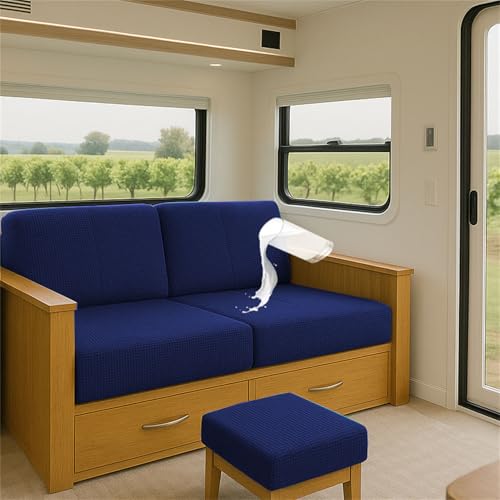 Elastischer Sitzkissenbezug aus Jacquard für Wohnmobil, Caravan, Sofa Gartenbank Wasserabweisender, Rutschfester Schonbezug mit 2 Verstellbare Träger Sofa-Sitzschutz (Marineblau,L 190-220cmW 40-65cm) Elastischer Sitzkissenbezug aus Jacquard für Wohnmobil, Caravan, Sofa Gartenbank Wasserabweisender, Rutschfester Schonbezug mit 2 Verstellbare Träger Sofa-Sitzschutz (Marineblau,L 190-220cmW 40-65cm) von ZGDDPZA