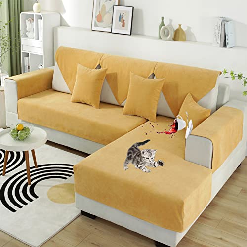 ZGDDPZA 100% Wasserdichter Sofa/Couch überwurfdecke/überwurf, rutschfest Sofaschutz Katze Kratzschutz Sofaüberwurf Schonbezug Sofa Schutz Abdeckung Sofaschoner Für Wohnzimmer (90 * 160cm,Gelb) von ZGDDPZA