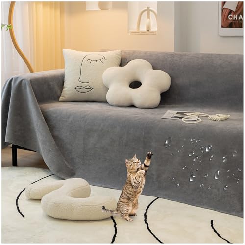 ZGDDPZA Chenille Sofabezug 1 2 3 4 Sitzer L Form Wasserdicht Sofaschoner Kratzfest Sofabezug Ecksofa Sofadecken Für Sitzfläche rutschfest Universelle Sofa Überwurf (Dunkelgrau,180 * 340cm) von ZGDDPZA