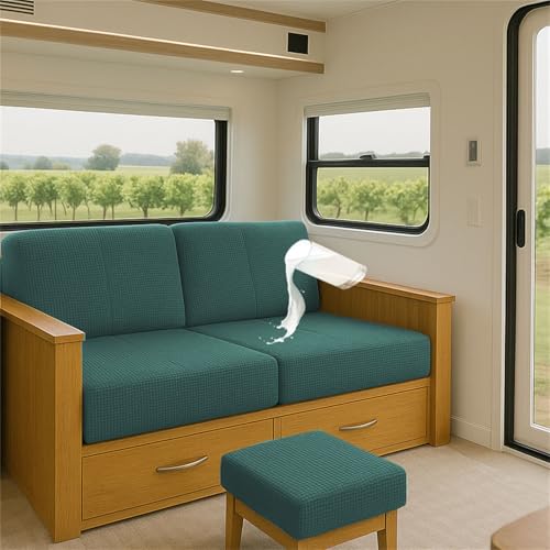 ZGDDPZA Elastischer Sitzkissenbezug aus Jacquard für Wohnmobil, Caravan, Sofa Gartenbank Wasserabweisender, Rutschfester Schonbezug mit 2 Verstellbare Träger Sofa-Sitzschutz (Grün,L40-65cm W 40-65cm) ZGDDPZA Elastischer Sitzkissenbezug aus Jacquard für Wohnmobil, Caravan, Sofa Gartenbank Wasserabweisender, Rutschfester Schonbezug mit 2 Verstellbare Träger Sofa-Sitzschutz (Grün,L40-65cm W 40-65cm) von ZGDDPZA