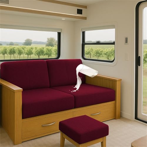 ZGDDPZA Elastischer Sitzkissenbezug aus Jacquard für Wohnmobil, Caravan, Sofa Gartenbank Wasserabweisender, Rutschfester Schonbezug mit 2 Verstellbare Träger Sofa-Sitzschutz (Rot,L95-130cm W 40-65cm) ZGDDPZA Elastischer Sitzkissenbezug aus Jacquard für Wohnmobil, Caravan, Sofa Gartenbank Wasserabweisender, Rutschfester Schonbezug mit 2 Verstellbare Träger Sofa-Sitzschutz (Rot,L95-130cm W 40-65cm) von ZGDDPZA