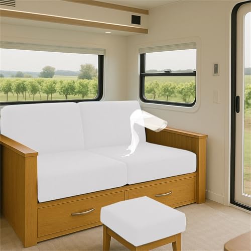 ZGDDPZA Elastischer Sitzkissenbezug aus Jacquard für Wohnmobil, Caravan, Sofa Gartenbank Wasserabweisender, Rutschfester Schonbezug mit 2 Verstellbare Träger Sofa-Sitzschutz (Weiß,L65-95cm W 40-65cm) ZGDDPZA Elastischer Sitzkissenbezug aus Jacquard für Wohnmobil, Caravan, Sofa Gartenbank Wasserabweisender, Rutschfester Schonbezug mit 2 Verstellbare Träger Sofa-Sitzschutz (Weiß,L65-95cm W 40-65cm) von ZGDDPZA