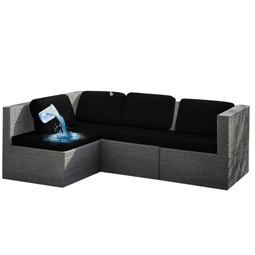 ZGDDPZA Outdoor Sitzkissenbezug Wasserdicht Dehnbar & rutschfest Abnehmbarer Möbelschoner für Gartenmöbel, Terrasse, Balkon & Lounge Schützender Kissenbezug für Sitzpolster (Schwarz,2-Sitzer) von ZGDDPZA