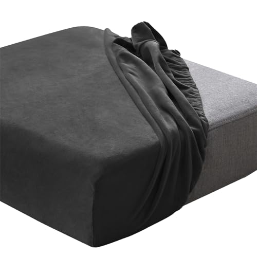 ZGDDPZA Sofa Sitzkissenbezug,Sofakissen-Bezüge Stretch-Samt Husse Überzug Bezug Für Sofa Sitzkissen, rutschfest Für Individuelle Kissen Mit Elastischem Stoff (Schwarz,1 Sitzer) von ZGDDPZA