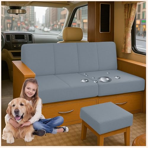 ZGDDPZA Stretch Sitzkissenbezüge für Wohnmobil, Caravan, Gartenbank Sofa Wasserabweisende mit 2 Gummibändern rutschfeste Jacquard Hussen für Rückenlehne Sitzfläche (Hellgrau,L 190-220cmW 40-65cm) ZGDDPZA Stretch Sitzkissenbezüge für Wohnmobil, Caravan, Gartenbank Sofa Wasserabweisende mit 2 Gummibändern rutschfeste Jacquard Hussen für Rückenlehne Sitzfläche (Hellgrau,L 190-220cmW 40-65cm) von ZGDDPZA