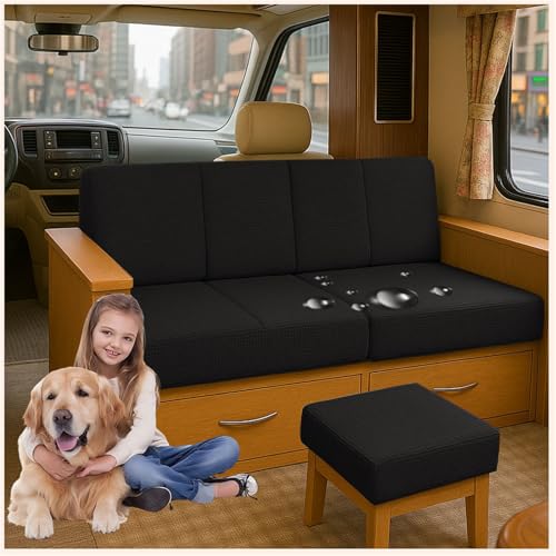 ZGDDPZA Stretch Sitzkissenbezüge für Wohnmobil, Caravan, Gartenbank Sofa Wasserabweisende mit 2 Gummibändern rutschfeste Jacquard Hussen für Rückenlehne Sitzfläche (Schwarz,L160-190cm W 40-65cm) ZGDDPZA Stretch Sitzkissenbezüge für Wohnmobil, Caravan, Gartenbank Sofa Wasserabweisende mit 2 Gummibändern rutschfeste Jacquard Hussen für Rückenlehne Sitzfläche (Schwarz,L160-190cm W 40-65cm) von ZGDDPZA