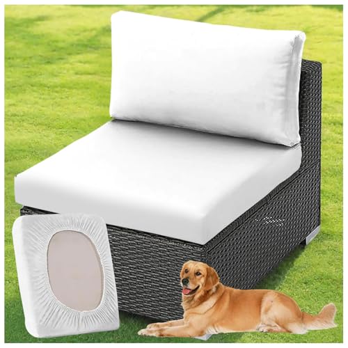 ZGDDPZA Terrassenstuhl Kissenbezug – 1/2/3er Set, Weiche & Dehnbare Sitzbezüge, Mit Gummiband, Für Gartenstühle, Balkone und Innenräume (Weiß,1PC Length 100-125cm) von ZGDDPZA