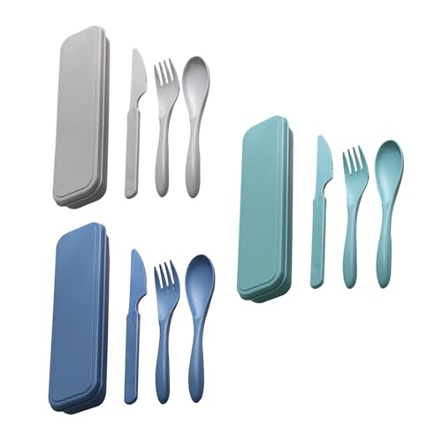 3-Teiliges Dreiteiliges Set, Werkzeugkasten, Reisegeschirr-Set, Kunststoffgeschirr, Kunststoffgabel, Kunststoffmesser Und Gabel von ZGDEIWGF