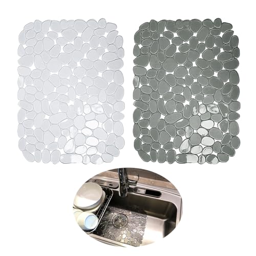 ZGDEIWGF 2 Stück Abflussmatte Aus Steinimitat, Spülbeckenmatte, Spülbeckenschutz, Abtropfbrettschutz, Spülbeckenabdeckung, Küchenspülbeckenschutz, Spülbeckenauskleidungsschutz von ZGDEIWGF