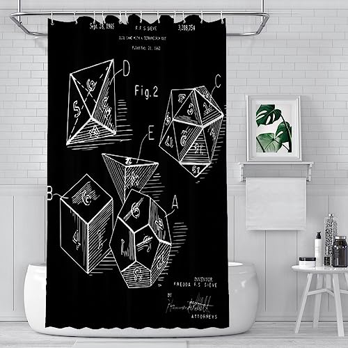 ZGDPBYF 1963 D20 Dice Blueprint Dnd Badezimmer Duschvorhänge Wasserdichte Trennwand Einzigartige Wohnkultur Badezimmerzubehör, wie abgebildet, 183 x 183 cm 72 x 72 Zoll von ZGDPBYF