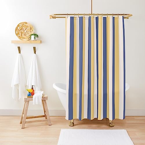ZGDPBYF Duschvorhang, gestreift, wasserdicht, mit Haken, 180 x 180 cm, Blau / Gelb gestreift ZGDPBYF Duschvorhang, gestreift, wasserdicht, mit Haken, 180 x 180 cm, Blau / Gelb gestreift von ZGDPBYF