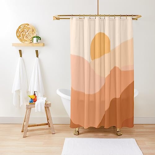 ZGDPBYF Duschvorhang Farbverlauf Landschaft Warm Sonnenuntergang Wasserdicht Duschvorhang Stoff Badezimmer Dekor Mit Haken 180W X 180H Cm von ZGDPBYF