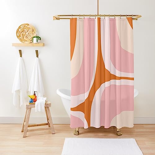 ZGDPBYF Duschvorhang Retro Groove Pink und Orange Minimalistisch Abstrakt Wasserdicht Duschvorhang Stoff Badezimmer Dekor mit Haken 150 B x 180 H cm von ZGDPBYF