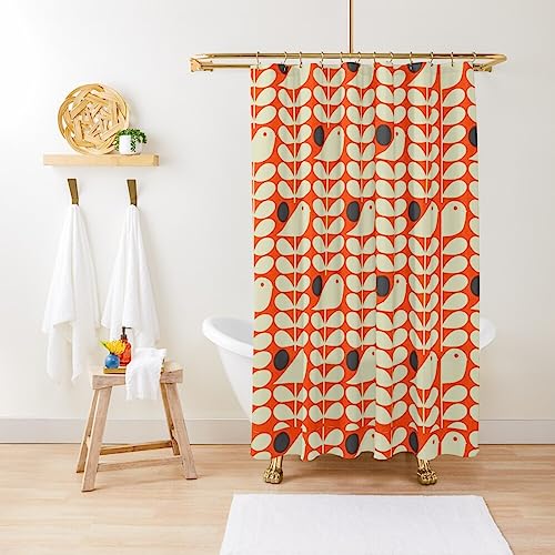 ZGDPBYF Orla Kiely, Early Bird, Orla Kiely Duschvorhang-Set für Badezimmer, Badewannenvorhang, 200 x 180 cm (B x H) von ZGDPBYF