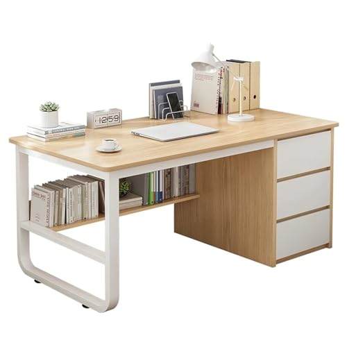 Arbeitsschreibtisch, multifunktional, für Zuhause, moderner Laptop-Schreibtisch mit 3 Schubladen und Aufbewahrungshalterung, Arbeitsplatz (A, 120 cm) von ZGEG