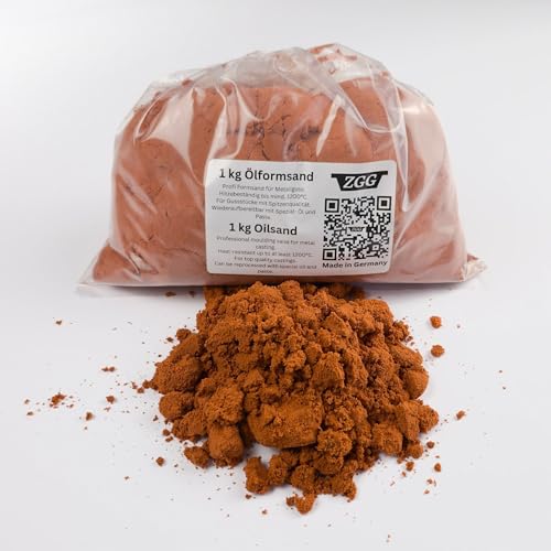 Formsand, Ölsand für Metallguss, Made in Germany, +100g Talkum bei 5kg und 10kg, für Leicht- und Schwer-Metalle, sehr feinkörnig, wiederverwendbar, Ideal für Kunst- und Hobbygießer (1kg ohne Talkum) von ZGG