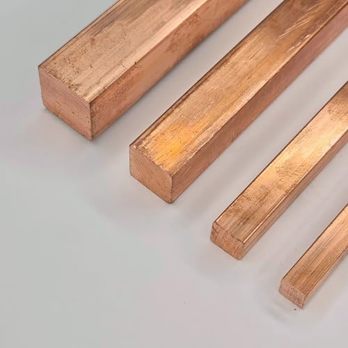Kupfer Stange Cu99,9 Vierkant, Kantenmaße: 6-30mm Länge 50-2000mm Vollmaterial, 4-kant Profil, Vierkantstab, 4kant, Modellbau, Konstruktion (Länge: 150 mm = 15 cm, 20x20 mm) von ZGG