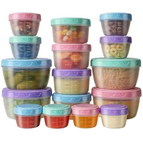 16 Stück Gefrierdosen 4 Größen mit Deckel, Auslaufsichere Vorratsdosen mit Skalenmarkierung, BPA-frei Frischhaltedosen, stapelbar & wiederverwendbar, Gefrierbehälter für Snacks, Saucen, Babynahrung 16 Stück Gefrierdosen 4 Größen mit Deckel, Auslaufsichere Vorratsdosen mit Skalenmarkierung, BPA-frei Frischhaltedosen, stapelbar & wiederverwendbar, Gefrierbehälter für Snacks, Saucen, Babynahrung von ZGGZHeim