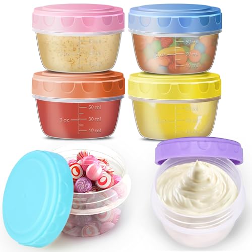 6 Stück kleine Gefrierdosen 77ml mit Deckel,Auslaufsichere Vorratsdosen mit Skalenmarkierung,BPA-frei Mini Frischhaltedosen,stapelbar & wiederverwendbar,Gefrierbehälter für Snacks,Saucen,Babynahrung von ZGGZHeim