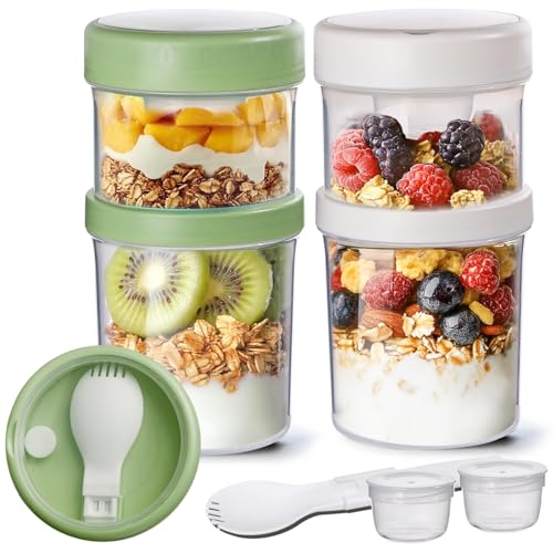 Müslibecher to Go 2 Stück mit Löffel, Auslaufsichere Joghurtbecher to Go 5600ml+360ml, Doppelschicht Müsli Becher to Go für Frühstück, Schule, Büro,Reisen,Müsli-to-Go-Becher mit Einsatz & Klappbesteck Müslibecher to Go 2 Stück mit Löffel, Auslaufsichere Joghurtbecher to Go 5600ml+360ml, Doppelschicht Müsli Becher to Go für Frühstück, Schule, Büro,Reisen,Müsli-to-Go-Becher mit Einsatz & Klappbesteck von ZGGZHeim