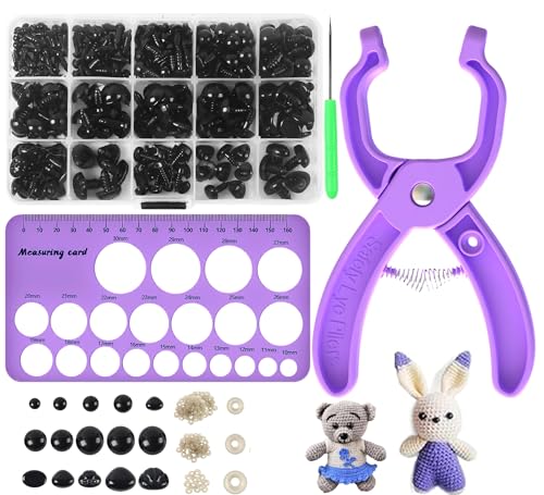 Sicherheitsaugen-Werkzeugset für Häkeltiere,566 Stk. Sicherheitsaugen & Nasen 10-30mm,Zange,Sizer-Karte & Häkelzubehör für Amigurumi,Puppenaugen,Knopfaugen & Kuscheltier Augen,DIY Bastelset Anbringen Sicherheitsaugen-Werkzeugset für Häkeltiere,566 Stk. Sicherheitsaugen & Nasen 10-30mm,Zange,Sizer-Karte & Häkelzubehör für Amigurumi,Puppenaugen,Knopfaugen & Kuscheltier Augen,DIY Bastelset Anbringen von ZGGZHeim