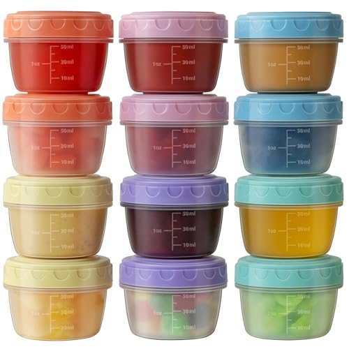 ZGGZHeim 12 Stück kleine Gefrierdosen 77ml mit Deckel,Auslaufsichere Vorratsdosen,BPA-frei Mini Frischhaltedosen,stapelbar & wiederverwendbar,Gefrierbehälter für Snacks,Saucen,Babynahrung(4.5 X 6CM) ZGGZHeim 12 Stück kleine Gefrierdosen 77ml mit Deckel,Auslaufsichere Vorratsdosen,BPA-frei Mini Frischhaltedosen,stapelbar & wiederverwendbar,Gefrierbehälter für Snacks,Saucen,Babynahrung(4.5 X 6CM) von ZGGZHeim
