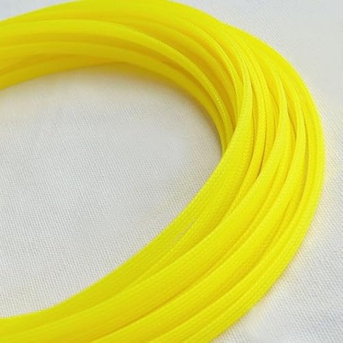 10 m PET-Hüllen, flach, eng, geflochten, dehnbar, Kabeldraht, Schlangenhaut – langlebiger Kabelschutz for verschiedene Kabelgrößen(UV Yellow,8mm) von ZGHQHCDRH