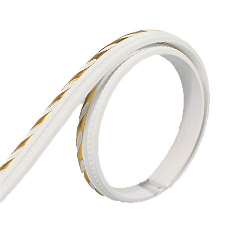 16,4 Fuß selbstklebende 3D-Wandbordüre, Tapetenwandpaneele for Abziehen und Aufkleben, Deckenbordüre, Türrahmen, Taillenlinie, Innendekoration(White Gold) von ZGHQHCDRH