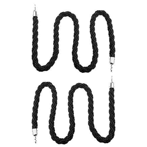 2 Stück Pfosten, gedrehtes Seil, hängende geflochtene Hanfseile, Barriere zur Kontrolle der Menschenmenge, Trennwand for Öffnen von Warteschlangen for Veranstaltungen/(Black,3M/9.8Ft) von ZGHQHCDRH