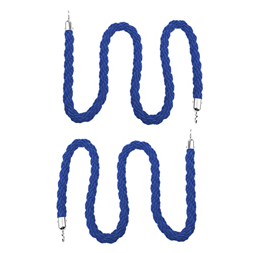 2 Stück Pfosten, gedrehtes Seil, hängende geflochtene Hanfseile, Barriere zur Kontrolle der Menschenmenge, Trennwand for Öffnen von Warteschlangen for Veranstaltungen/(Blue,2.5M/8.2Ft) von ZGHQHCDRH