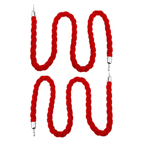 2 Stück Pfosten, gedrehtes Seil, hängende geflochtene Hanfseile, Barriere zur Kontrolle der Menschenmenge, Trennwand for Öffnen von Warteschlangen for Veranstaltungen/(Red,1.5M/4.9Ft) von ZGHQHCDRH