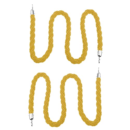 2 Stück Pfosten, gedrehtes Seil, hängende geflochtene Hanfseile, Barriere zur Kontrolle der Menschenmenge, Trennwand for Öffnen von Warteschlangen for Veranstaltungen/(Yellow,1.5M/4.9Ft) von ZGHQHCDRH