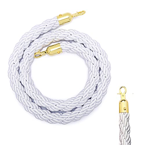 Absperrseil aus Nylon mit goldenen Haken, Sicherheitsseil zur Kontrolle von Menschenmengen in der Industrie, for Partyveranstaltungen/Geburtstagsfeiern/Autoshows/(White,0.9M/36Inch/3Ft) von ZGHQHCDRH